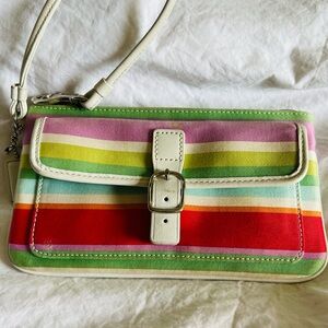 Vintage Coach Striped Wristlet /Bag